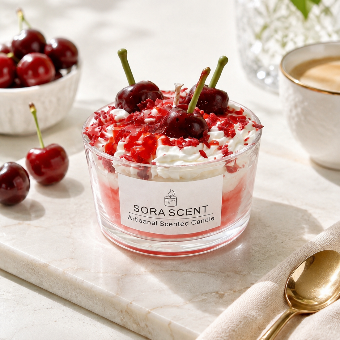 Cherry Vanilla Parfait Glass Bowl Candle: A Dessert-Inspired Candle Made to Stand Out