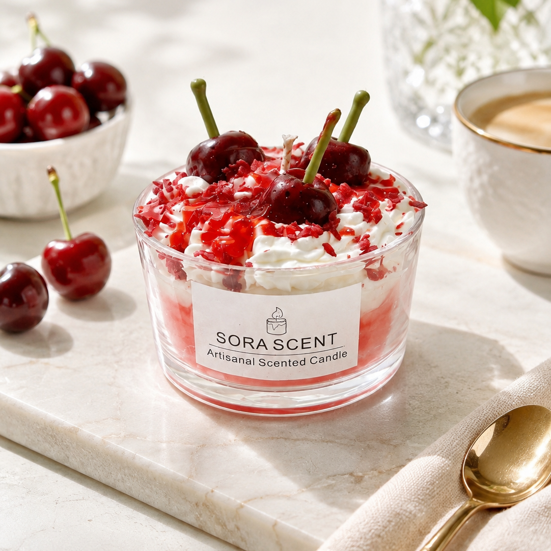 Cherry Vanilla Parfait Glass Bowl Candle: A Dessert-Inspired Candle Made to Stand Out