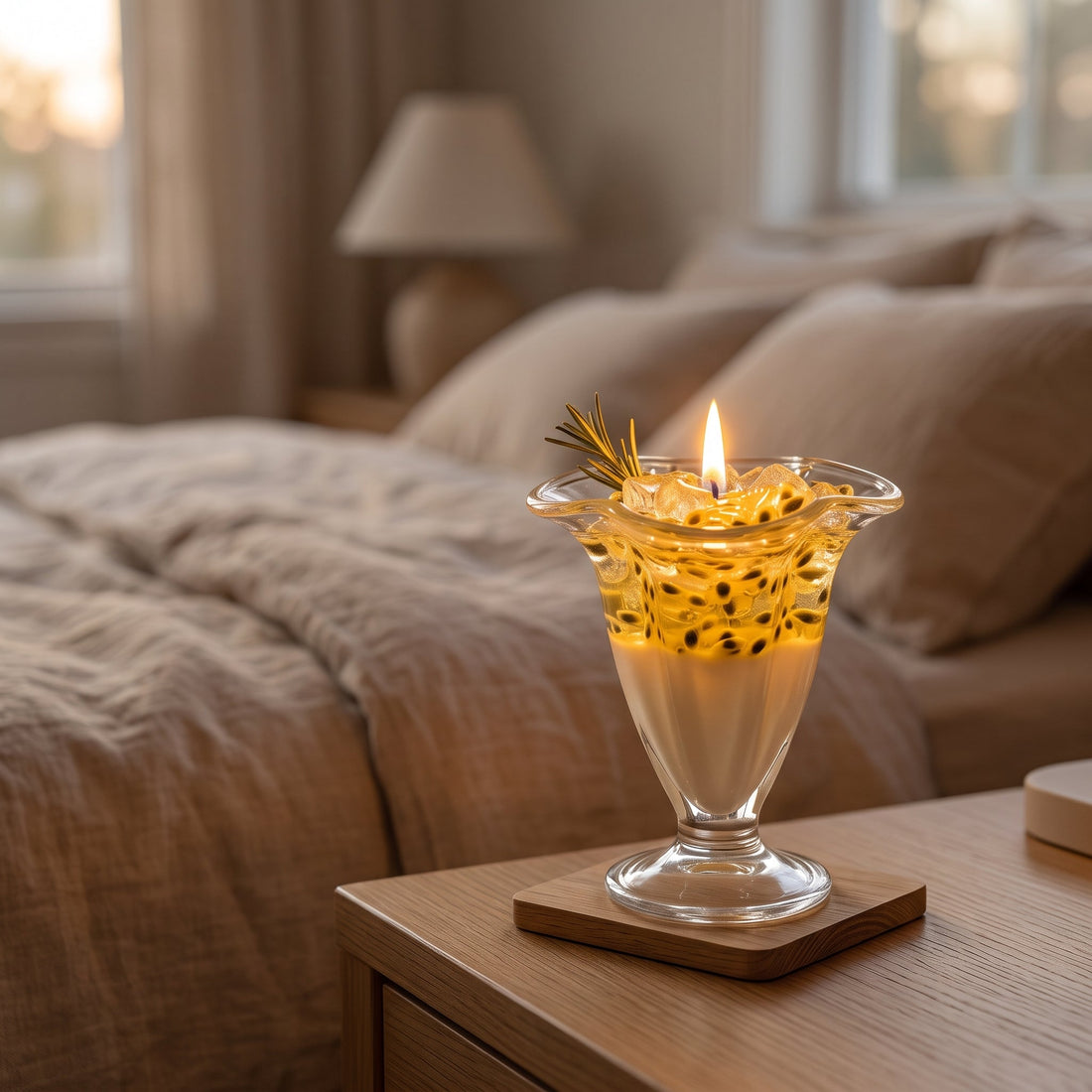 How to Style Stemmed Dessert Glass Candles for a Serene Bedside Glow