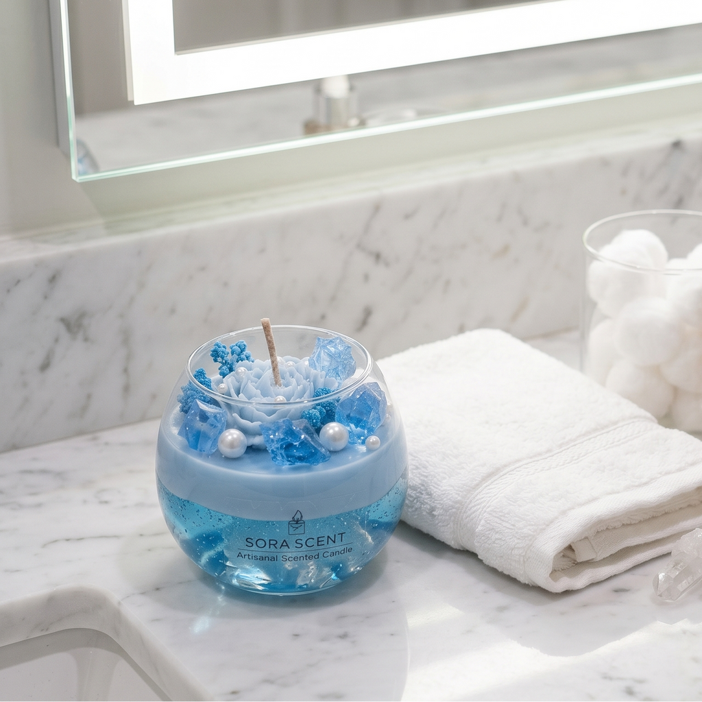 Crystal Blue Lavender Candle