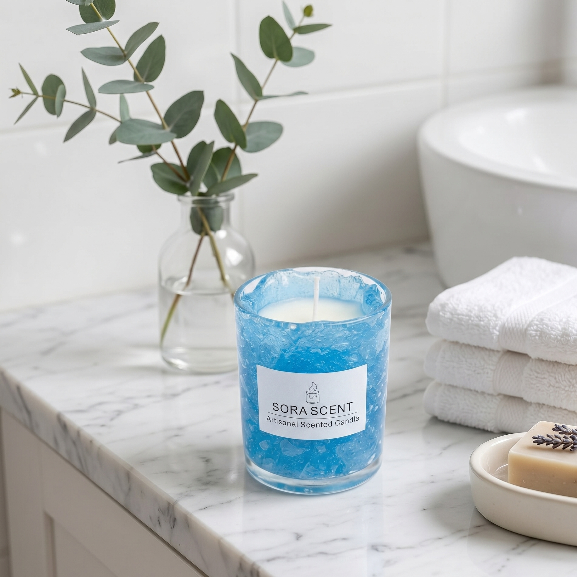Crystal Blue Lavender Candl