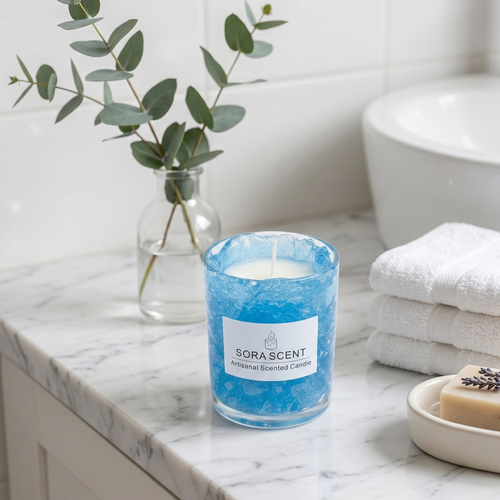 Crystal Blue Lavender Candl