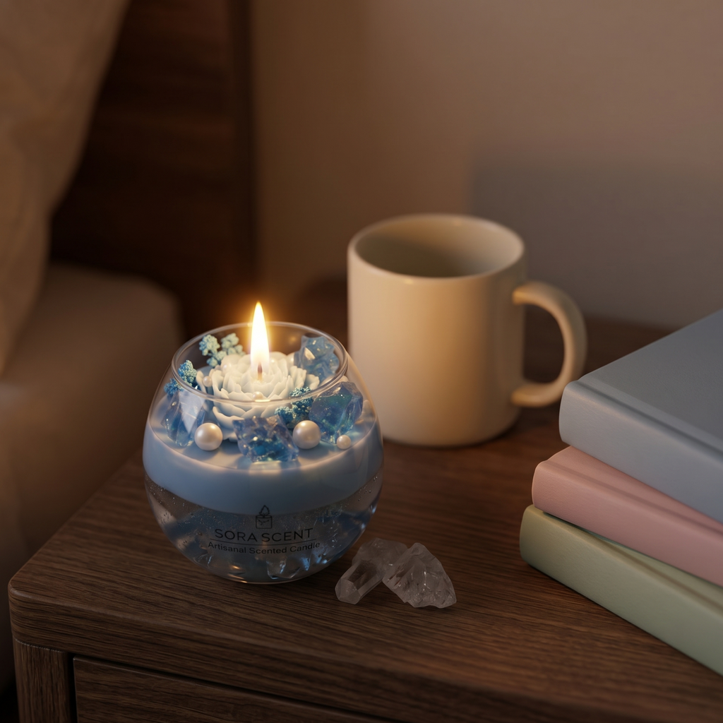 Crystal Blue Lavender Candle