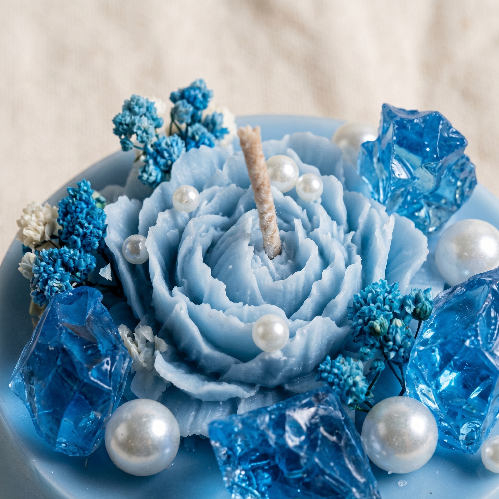 Crystal Blue Lavender Candle