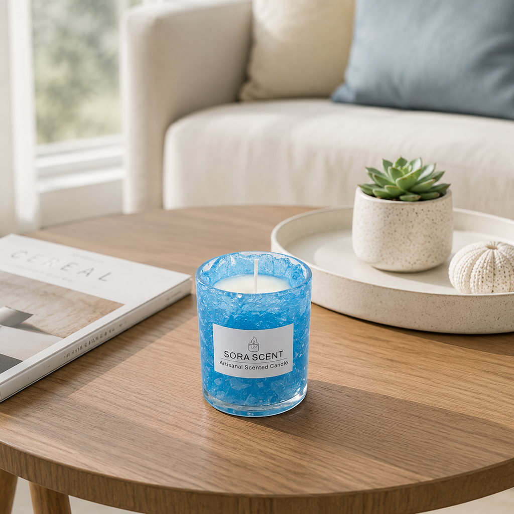 Crystal Blue Lavender Candl
