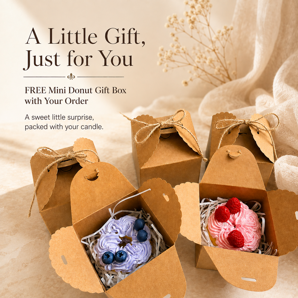 SORA SCENT scented candle with free mini donut gift box